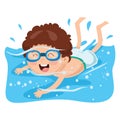 Vector Illustration Of Kid Swimming Royalty Free Stock Photo