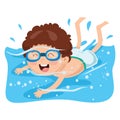 Vector Illustration Of Kid Swimming