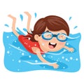 Vector Illustration Of Kid Swimming Royalty Free Stock Photo