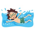 Vector Illustration Of Kid Swimming Royalty Free Stock Photo