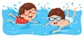 Vector Illustration Of Kid Swimming Royalty Free Stock Photo