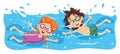 Vector Illustration Of Kid Swimming Royalty Free Stock Photo