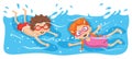 Vector Illustration Of Kid Swimming Royalty Free Stock Photo