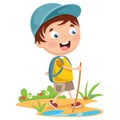 Vector Illustration Of Kid Trekking