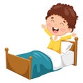 Vector Illustration Of Kid Waking Up Royalty Free Stock Photo