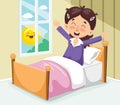 Vector Illustration Of Kid Waking Up