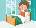 Vector Illustration Of Kid Waking Up