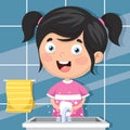 Vector Illustration Of Kid Washing Hands Royalty Free Stock Photo