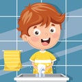 Vector Illustration Of Kid Washing Hands Royalty Free Stock Photo