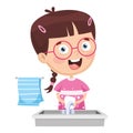 Vector Illustration Of Kid Washing Hands Royalty Free Stock Photo