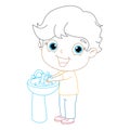 Vector Illustration Of Kid Washing Hands Royalty Free Stock Photo