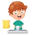 Vector Illustration Of Kid Washing Hands Royalty Free Stock Photo