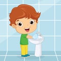 Vector Illustration Of Kid Washing Hands Royalty Free Stock Photo