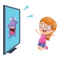 Vector Illustration Of Kid Watching Tv Royalty Free Stock Photo