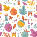 Kids berry seamless pattern. Fun summer background. Vector illustration