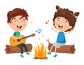 Vector Illustration Of Kids Camping