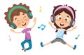 Vector Illustration Of A Kids Dancing Royalty Free Stock Photo