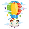 Vector Illustration Of Kids Flying Hot Air Balloon Royalty Free Stock Photo