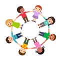 Group of kids holding hands in a circle Royalty Free Stock Photo