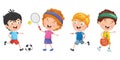 Vector Illustration Of Kids Making Sport