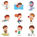 Vector Illustration Of Kids Making Sport Royalty Free Stock Photo