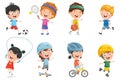 Vector Illustration Of Kids Making Sport