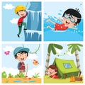 Vector Illustration Of Kids At Nature Royalty Free Stock Photo