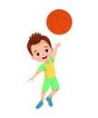 Vector Illustration Of Kids Playing Basketball Royalty Free Stock Photo