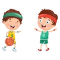 Vector Illustration Of Kids Playing Basketball Royalty Free Stock Photo