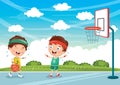 Vector Illustration Of Kids Playing Basketball Royalty Free Stock Photo