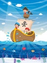 Vector Illustration Of Kids Playing At Beach Royalty Free Stock Photo