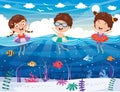 Vector Illustration Of Kids Playing At Beach Royalty Free Stock Photo