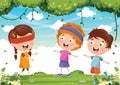 Vector Illustration Of Kids Playing Blind Man`s Buff Royalty Free Stock Photo