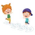 Vector Illustration Of Kids Playing Hopscotch Royalty Free Stock Photo