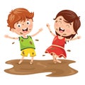 Vector Illustration Of Kids Playing In Mud Royalty Free Stock Photo