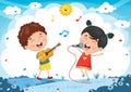 Vector Illustration Of Kids Playing Music And Singing Royalty Free Stock Photo