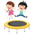 Vector Illustration Of Kids Playing Trampoline Royalty Free Stock Photo