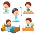Vector Illustration Of Kids Daily Routine Activities Royalty Free Stock Photo