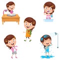 Vector Illustration Of Kids Daily Routine Activities Royalty Free Stock Photo