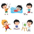 Vector Illustration Of Kids Daily Routine Activities Royalty Free Stock Photo