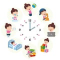 Vector Illustration Of Kids Daily Routine Activities