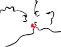 Vector illustration kissing men and women