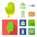 Vector illustration of kitchen and cook icon. Set of kitchen and appliance stock vector illustration.