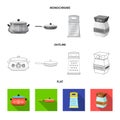 Vector illustration of kitchen and cook symbol. Set of kitchen and appliance vector icon for stock.