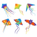 Vector illustration kites set on white isolated background Royalty Free Stock Photo