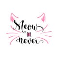 Vector illustration of kitten calligraphy sign for print