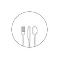 Vector illustration. knife, fork and spoon line icon on white background. Restaurant menu icon.