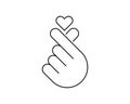 Vector illustration. Korean symbol hand heart, a message of love hand gesture. Sign icon stylized for the web and print. The hand