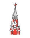 Vector illustration with the Kremlin tower in Moscow, Russia, in line style