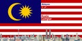 Vector illustration of Kuala Lumpur city skyline with flag of Malaysia on background